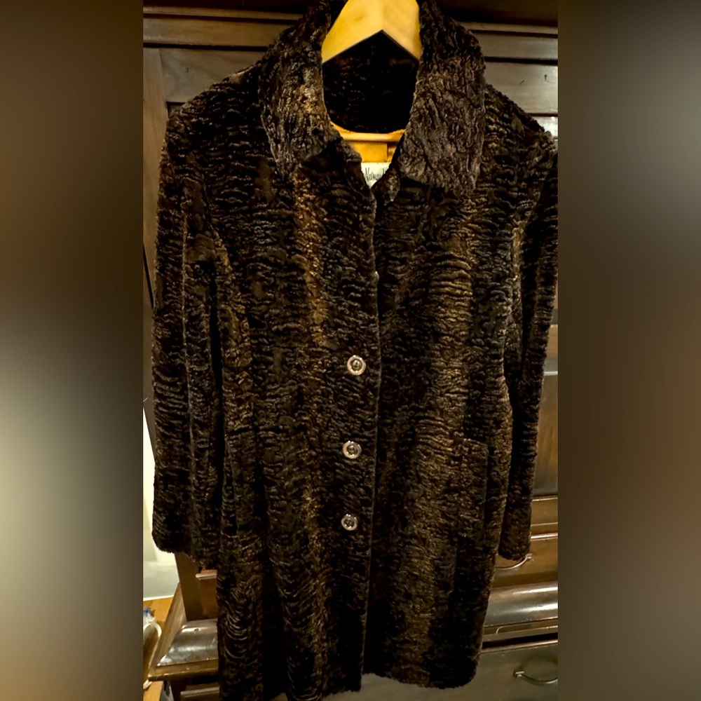 Curly Lamb, Brown and Bronze faux fur Neiman Marcus Coat